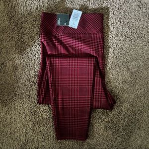 Red Plaid Slim Fix Pixie Pants